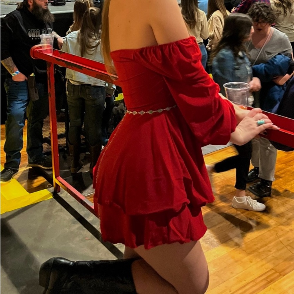 Red Ruffled Romper - Picture 2 of 4